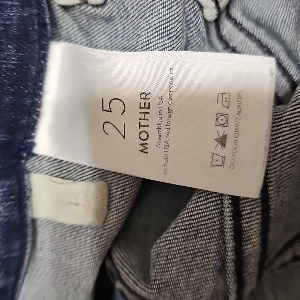 MOTHER The Hustler Ankle Fray Patch Pocket Straight Leg Blue Jeans 25 Preowned - Picture 11 of 12